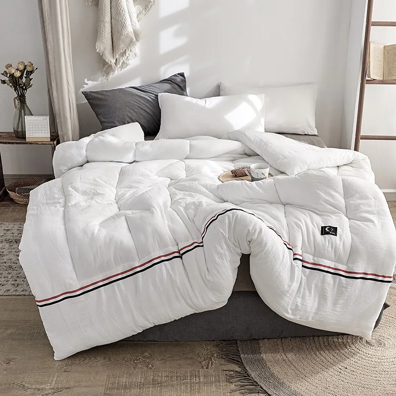 Difunina New Soft Feather Velvet Core Quilt Double Bed Stripe