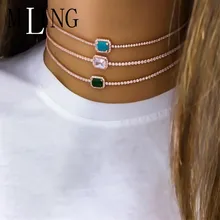 MLING, новинка, квадратная подвеска, ожерелье для женщин, кристалл, золотой цвет, колье, ожерелье, модное ювелирное изделие, подарок