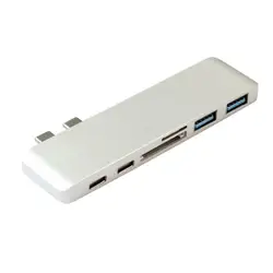 Тип usb C концентратор Thunderbolt 3 док-станция 5 в 1 USB-C адаптер донгл комбинированный с USB 3,0 порты TF слот Micro SD карта для MacBook Pro