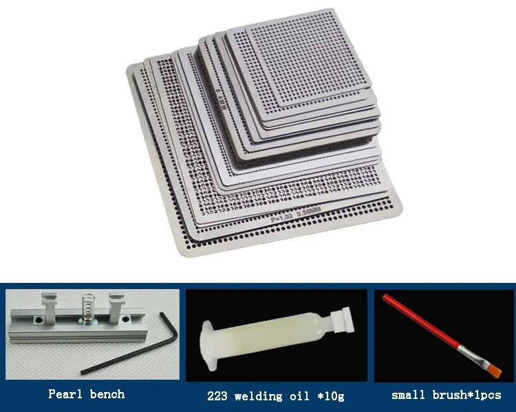 Высокое качество 27 шт./компл. Bga Универсальный трафарет Tample с Универсальная установка для реболлинга+ наборы из бисера+ Сварочная масло