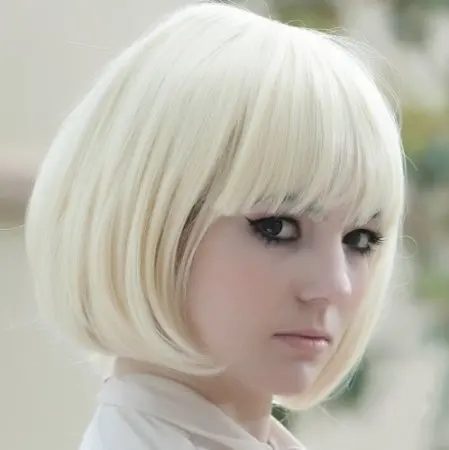 Wigslove Human Scalp Design Lady Gaga Sexy Short Straight White