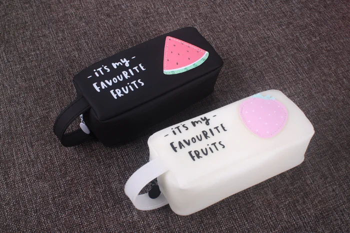 Silicone Big Kawaii Pencil Case Cartoon Fruit Pencil Box Large Bag Zipper Pencil Bag For Student Gift School Stationery Supplies (5)
