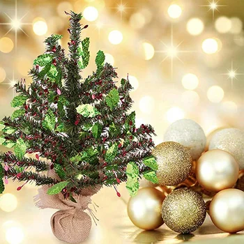 

New Mini Christmas Tree Shiny Leaves Green With Reflective Sequins Collapsible Reusable Green Tinsel Trees For Decoration