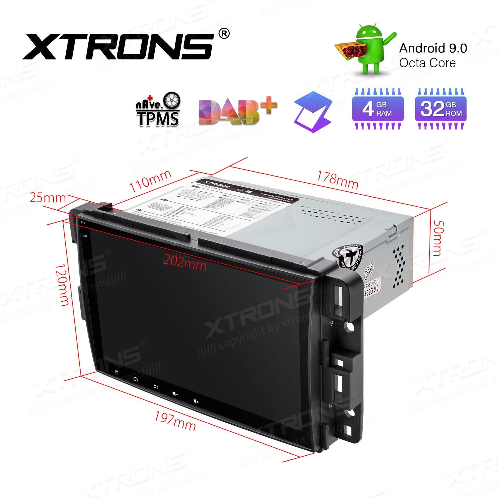 Excellent XTRONS 8" Android 9.0 Octa Core Car Stereo Radio Player GPS No DVD For CHEVROLET For BUICK For GMC For HUMMER 5