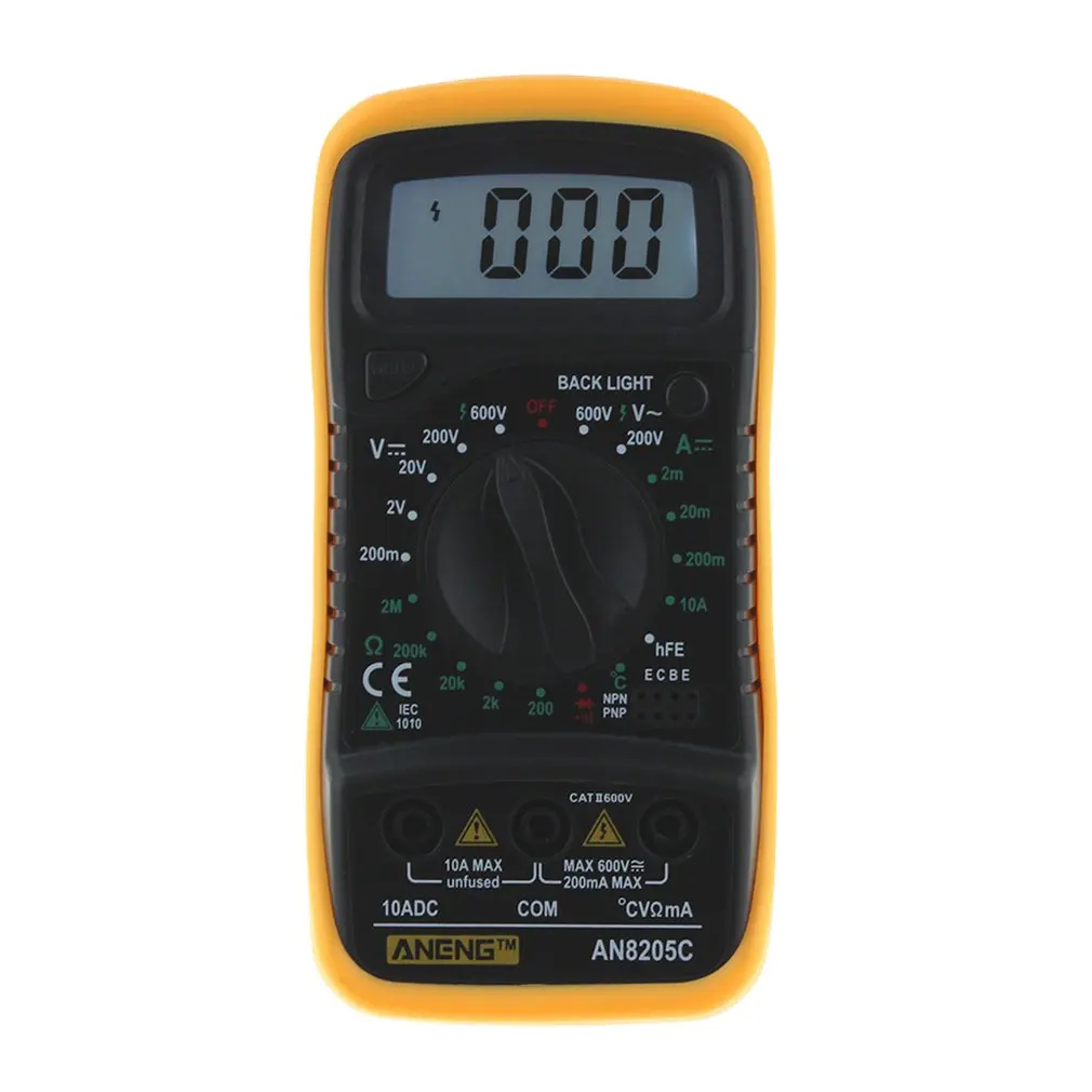 

Professional Digital Multimeter AN8205C LCD Display Digital Multimeter AC/DC Thermometry Ammeter Voltmeter Ohm Meter Tester