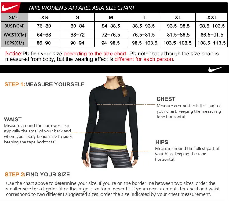 Nike Womens Clothing Size Chart