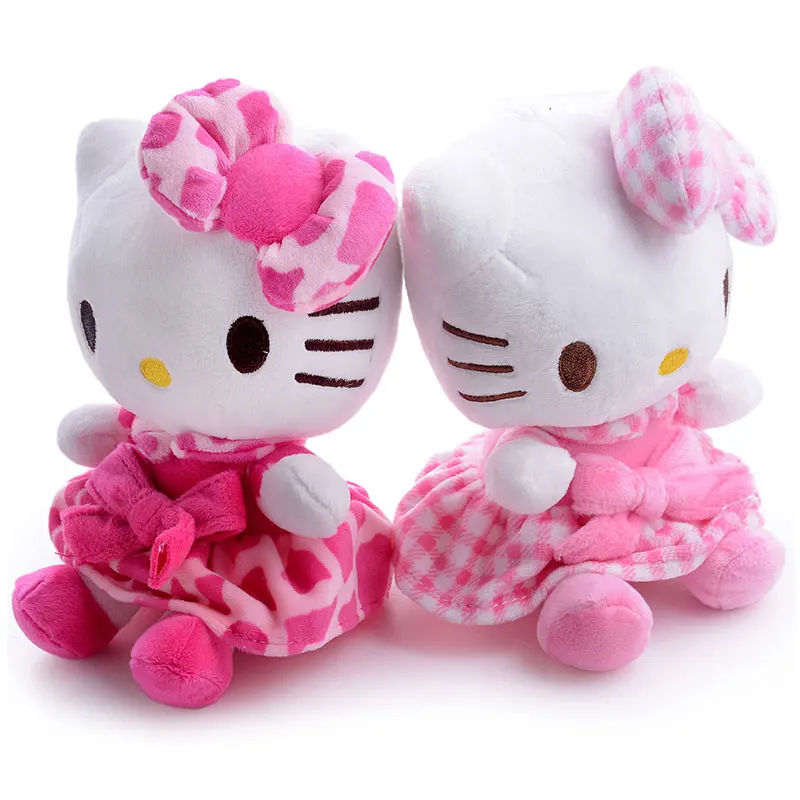 Plush Doll Hello Kitty Plush Pink Grid Skirts Hell...