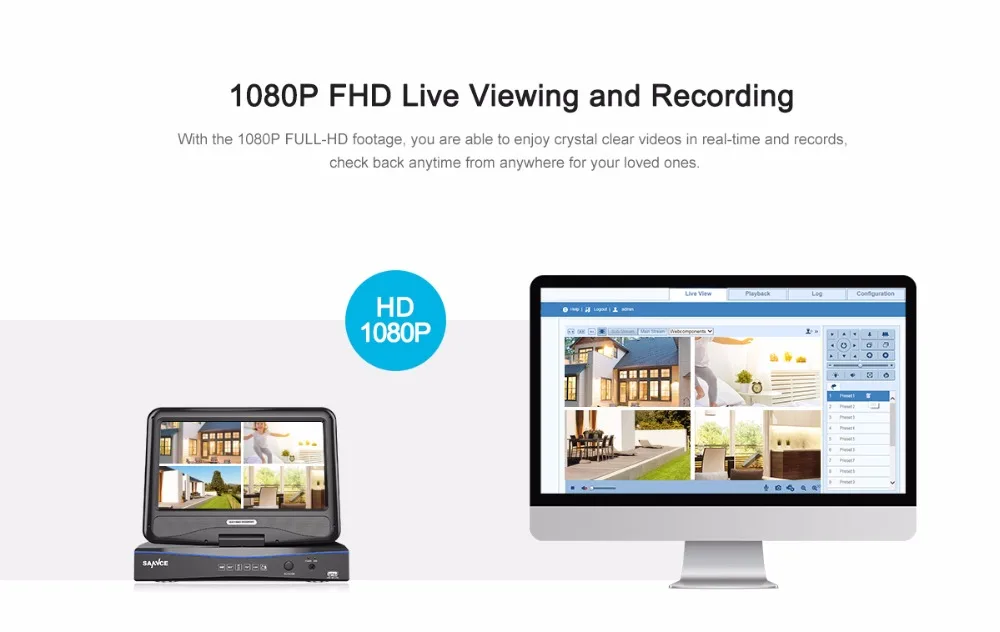 SANNCE 4CH FHD 1080P безопасности камера системы видеонаблюдения DVR с 10,1 ''ЖК дисплей шт. и 4 шт. 2.0MP Всепогодный наблюдения