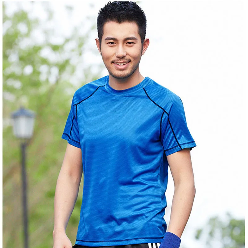 Fitness Polo Shirt Round Neck Outdoor Sports T shirt Men's Quick drying