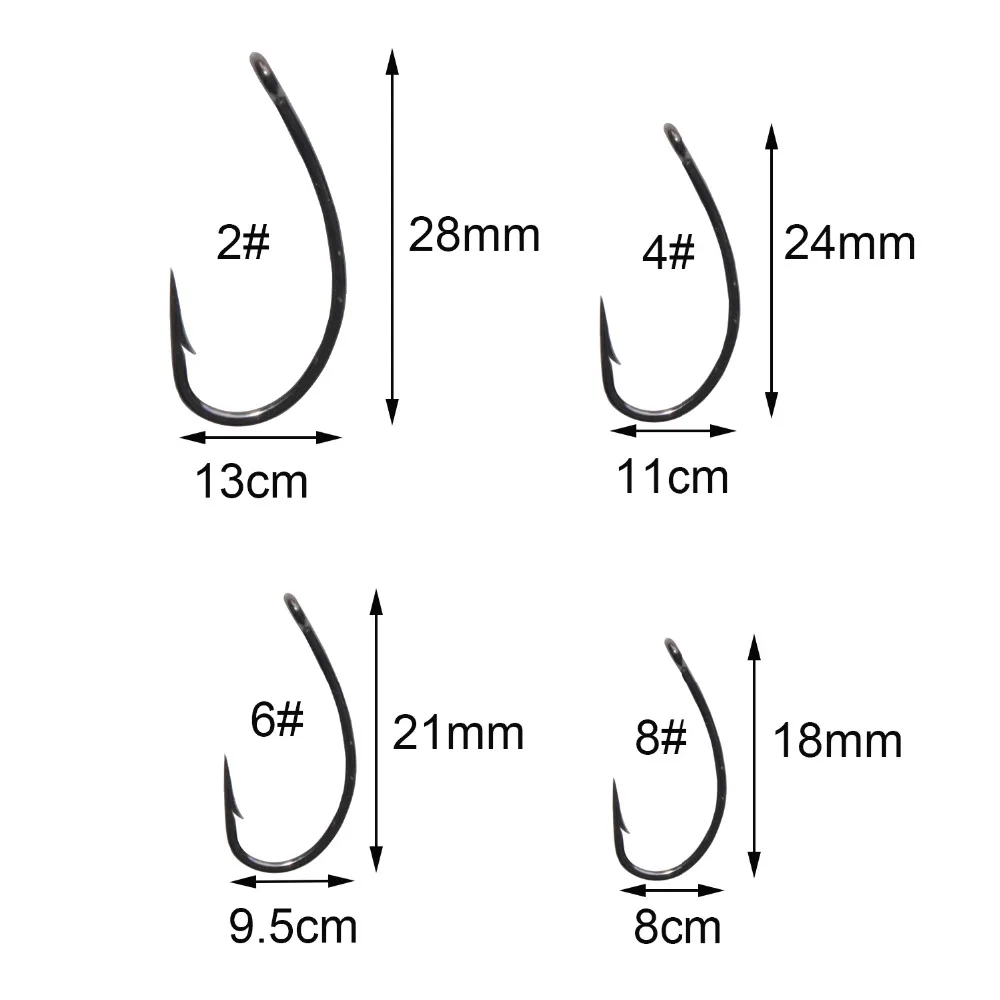 Легко ловить 50 шт.#2#4#6#8 с тефлоновым покрытием острый черный колючий кривой карп рыболовные крючки для ловли карпа снасти