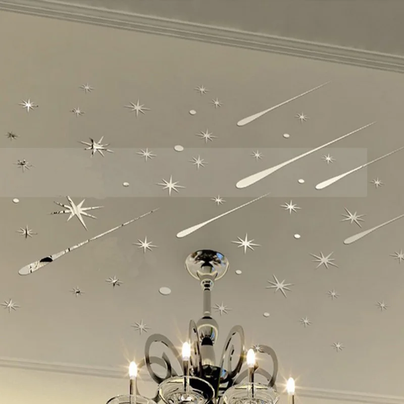 

3D Meteor Stars Universe Shooting Shiny Star Wall Sticker Reflective Wall Decals for Home Decoration Mirrors @LS
