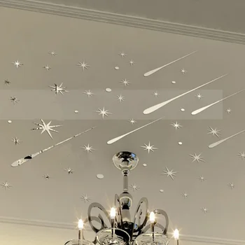 

3D Meteor Stars Universe Shooting Shiny Star Wall Sticker Reflective Wall Decals for Home Decoration Mirrors @LS