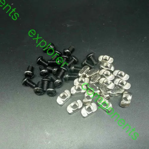 

M6*10 Button head Socket Bolts with 30-M6 Hummer Nuts for Hypercube Evolution 3D Printed Parts Silvery or Black Color 20com/lot