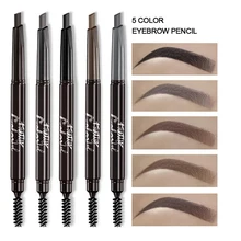 5 цветов, двухсторонний карандаш для бровей, водостойкая стойкая вращающаяся треугольная ручка для макияжа бровей, татуировки, тушь для ресниц, кисти