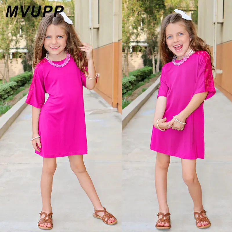 MVUPP, Семейные комплекты для мамы и дочки, кружевное однотонное вечернее платье, розовая однотонная одежда для мамы и дочки, летняя пляжная одежда
