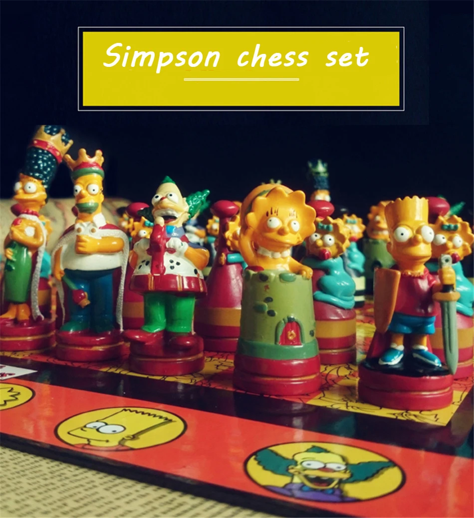 

Beautiful Colorful Simpson high quality chess set for kids best Birthday gift