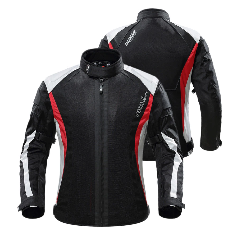 

DUHAN Motorcycle Jacket Men Breathable Racing Protective Gear Removable Protector Retro Summer Moto Jacket Riding Clothing Black