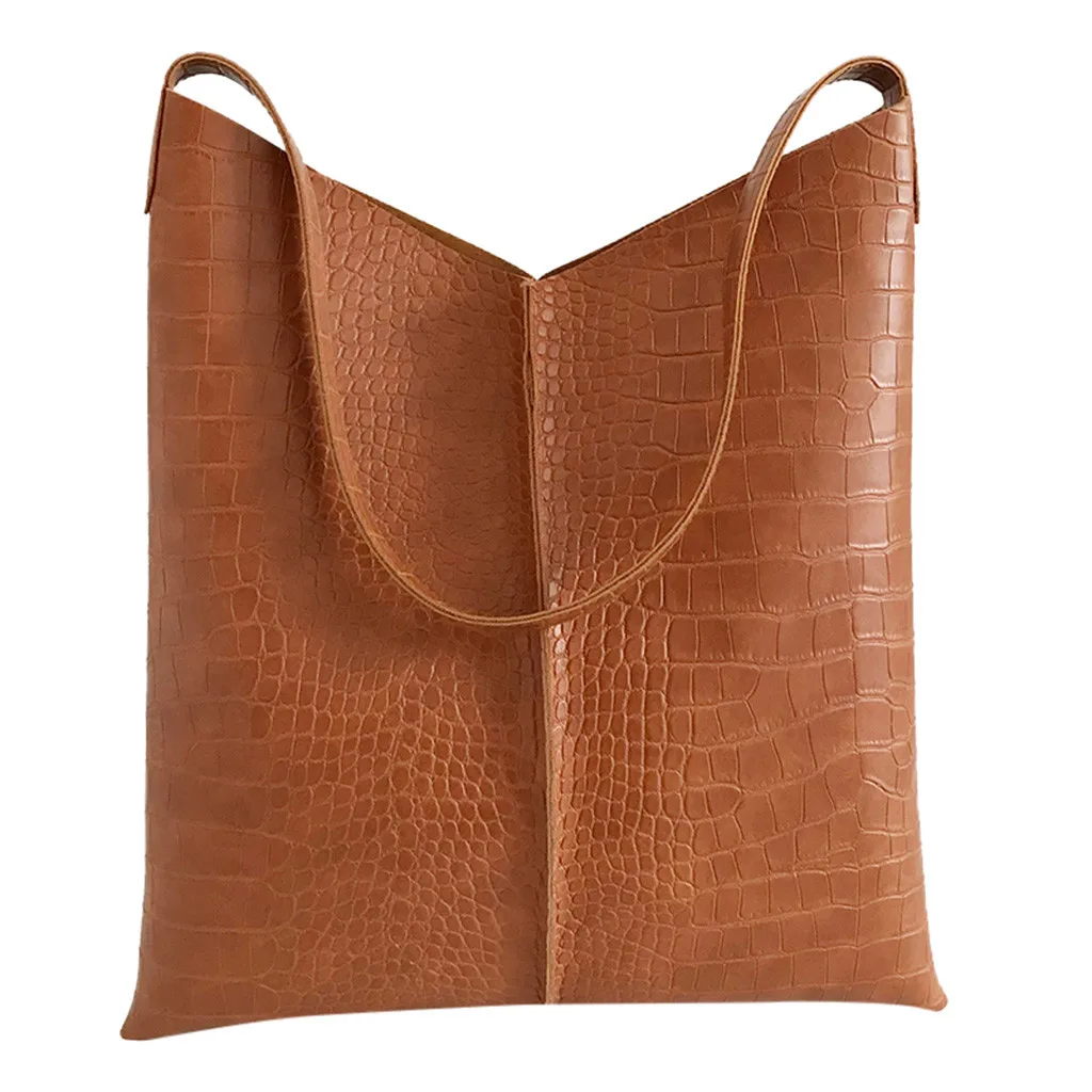2PC/lot luxury Fashion Leather Crocodile Pattern Versatile Shoulder Wallet Embossing Women Bags Genuine Leather Black Travel