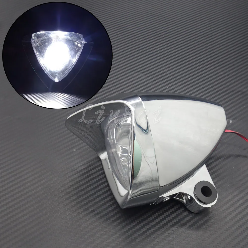 Хромированный Светодиодный точечный светильник для мотоцикла, противотуманный светильник для Harley Honda Suzuki Triumph на заказ