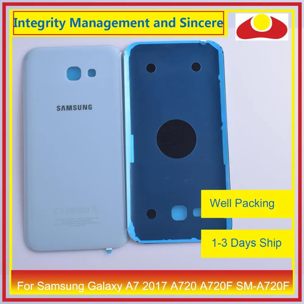 Для Samsung Galaxy A7 A720 A720F SM-A720F корпус батарея Дверь задняя крышка чехол Корпус Замена