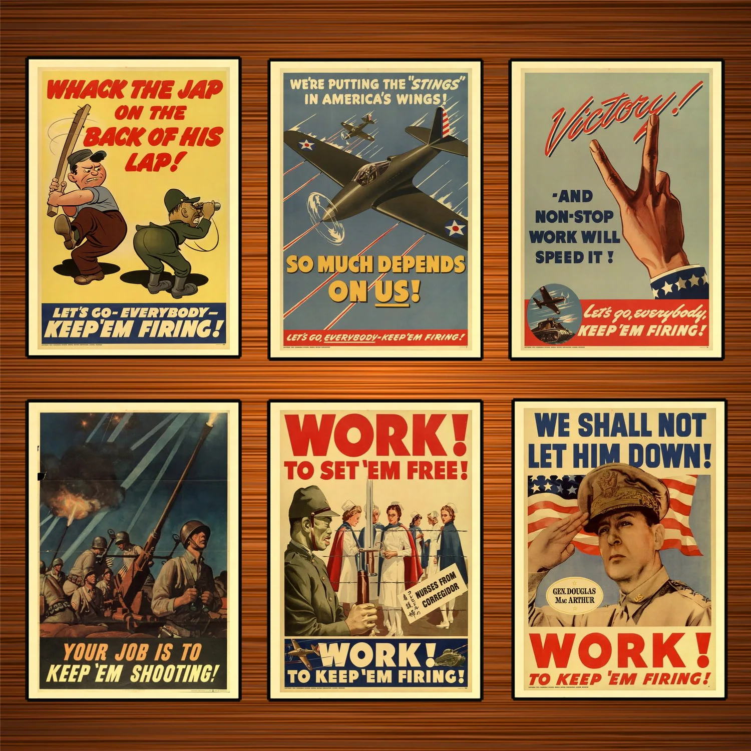 Винтаж США WW2 Производство рекламных плакатов работа для Set'em Free классические