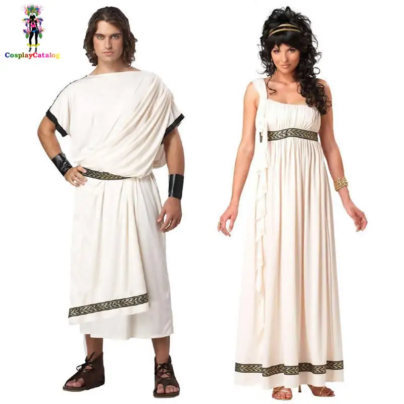 Halloween Masquerade Party White Ancient Greece Couple Costume Mens