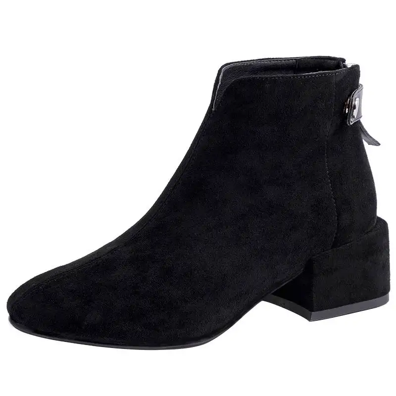 Г., Новое поступление, удобные женские ботильоны на высоком каблуке с круглым носком на молнии милые модные ботинки для подиума теплая зимняя обувь, L02