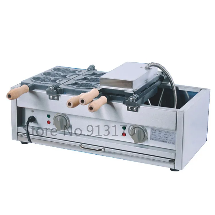 

Electric Fish-shape Cake Machine Taiyaki Machine for Japanese Style Food Taiyaki Waffle Making with 6 Molds 2 Pans