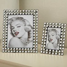 Iron frame fashion crystal beads square frame rack memorial gifts home photo frame decoration