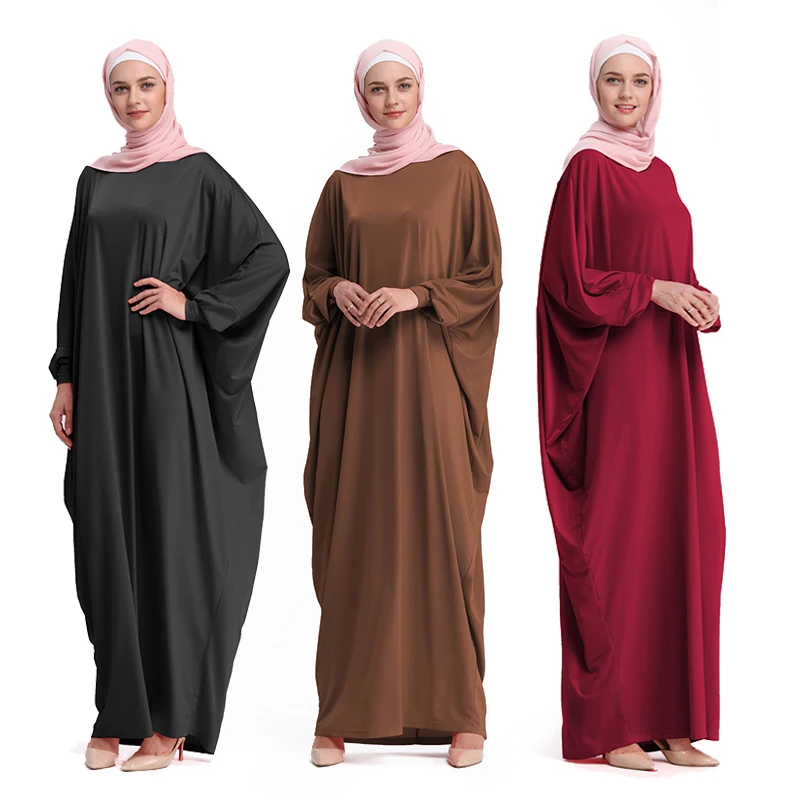 

Hijab Scarf Islamic Clothing Abaya Dubai Bat Sleeve Muslim Dress 2019 Plus Size Robe Ramadan Scarf Maxi Abayas For Women