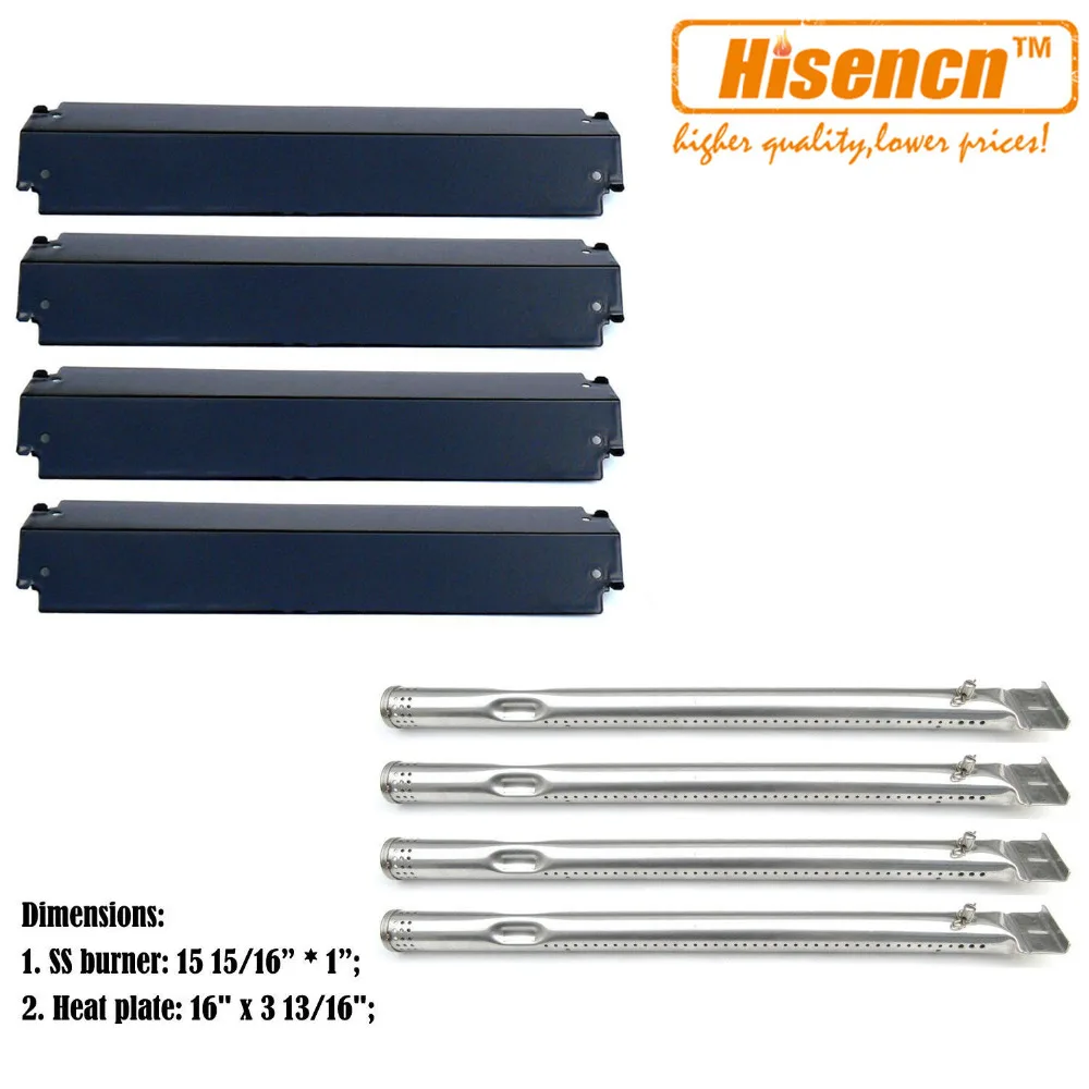 Hisencn BBQ Parts SS Burners, Porcelain Heat Plates Tent Replacement For Charbroil 463257010