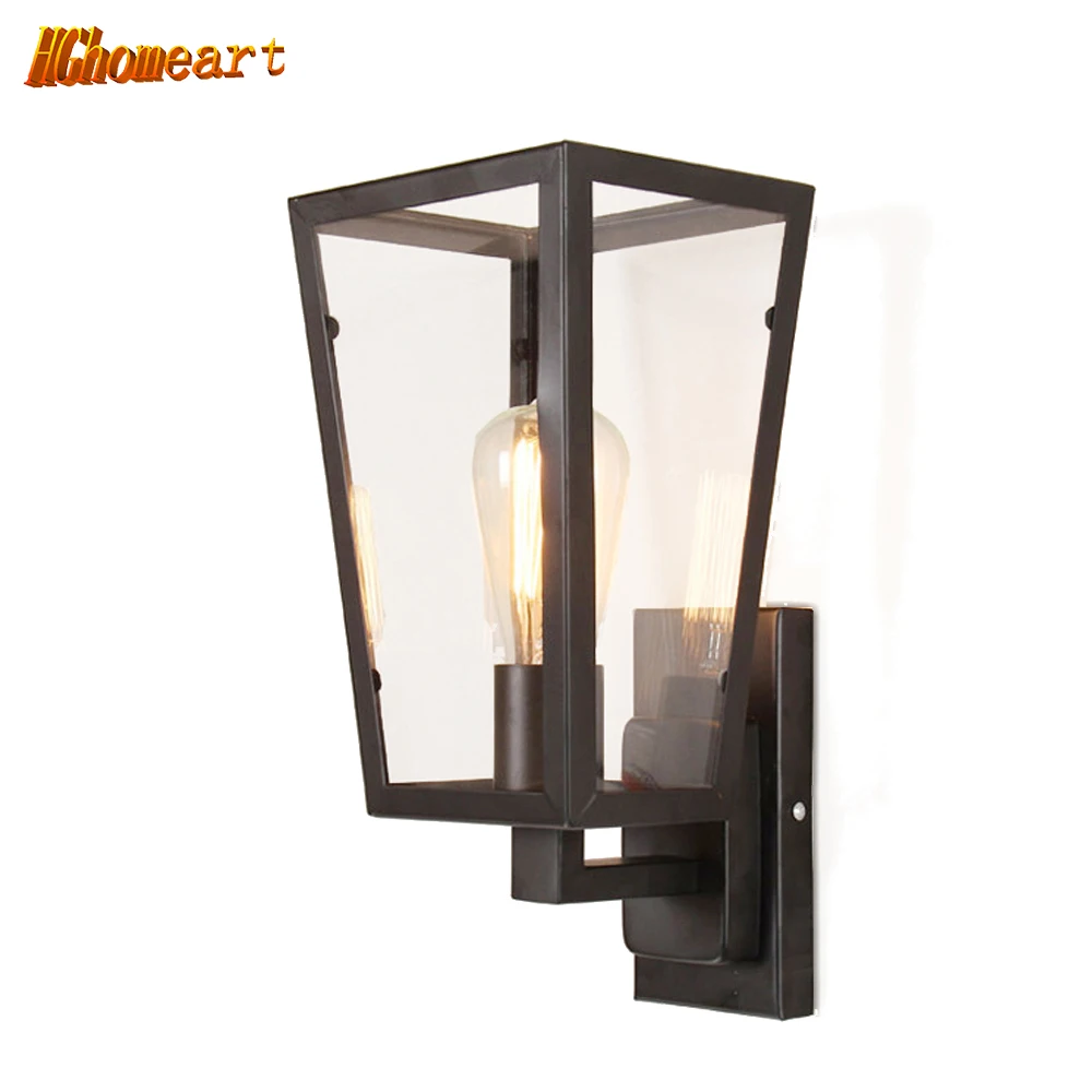 Loft Personality Retro Glass Wall Lamp American Village Iron Sconce Antique Restaurant Bar Corridor Led Light Aisle Wall Lamp