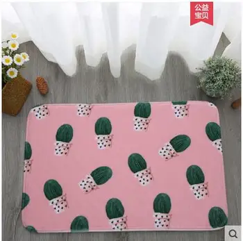 

cute plants cactus printed rug mat decorative floral plush carpet foot pad machine washed
