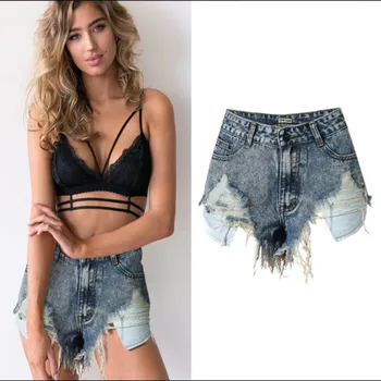 

Summer Sexy Jeans Shorts Vintage Ripped Hole Tassel Denim Shorts Women High waist Casual Beach Jeans Shorts Hot Pants