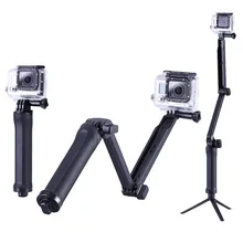 Gopro 3-полосные монопод штатив + сцепление супер портативный магия крепление для xiaomi yi Gopro Hero4 / 3 + / 3 / 2 + SJ4000 Gopro аксессуары