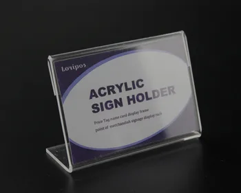 

6*9cm 20 pcs table top card display stand Clear Acrylic Sign Holder Price Tag frame Display Table Card Stand Holder label frame