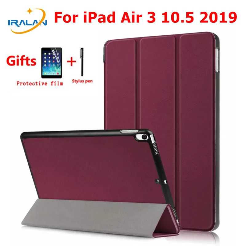 

PU Leather Flip Stand Case For Apple iPad Air 3 10.5 2019 Tablet Smart Cover For iPad Pro 10.5 2017 Auto Sleep/Wake+Film+Stylus