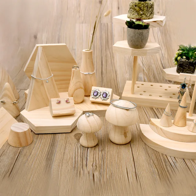 Wood Jewelry Display Stand Earrings Ring Necklace Bracelets Jewellery Showcase Wood Jewelry Display Stand Earrings Ring Necklace Bracelets Jewellery Showcase