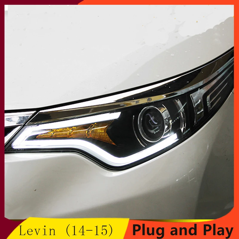 Автомобильные передние лампы для Тойота Левин головной светильник s- Биксеноновые линзы двойной луч HID головной светильник