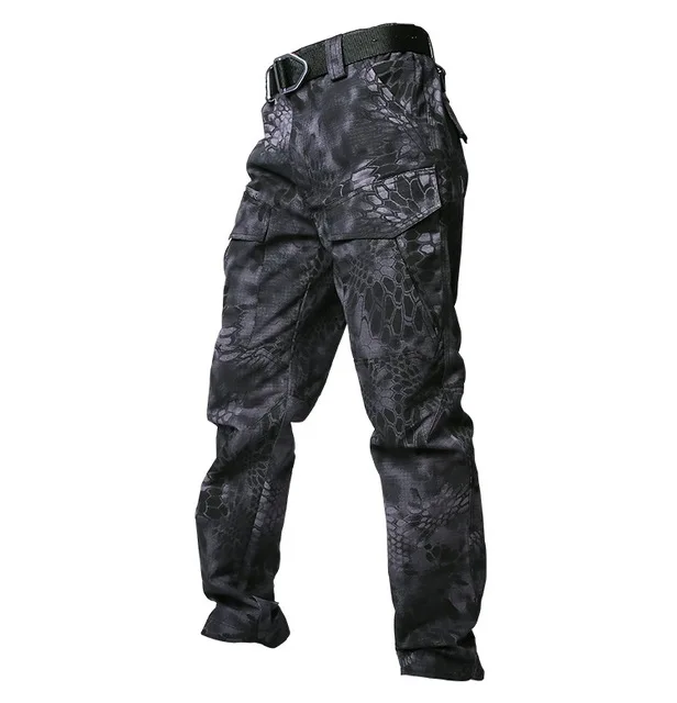 S. ARCHON военные камуфляжные тактические штаны для мужчин Rip Stop водонепроницаемые армейские военные штаны мужские солдатские страйкбольные хлопковые брюки карго - Цвет: Black Snake