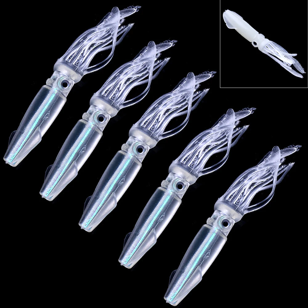  5pcs 10cm 8g Artificial Fishing Lures Soft Baits lures luminous squid jig octopus pesca Silicone sw