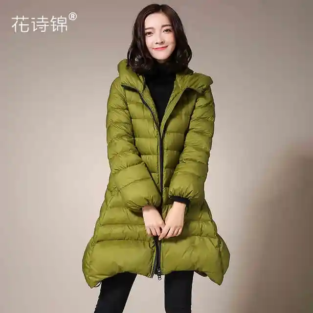 Best price at $203 Cheap 2015 New Hot Winter Warm Cold Woman Down jacket Coat Parkas Outerwear Luxury Hooded Collar Mid Long Plus Size 2XXL Cloak