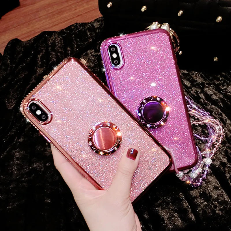 

Luxury Diamond Glitter finger ring Case For Samsung galaxy S9 Plus Case cover S7 S8 Plus S10 Lite Note 10 J6 A6 Plus A7 2018 A9S