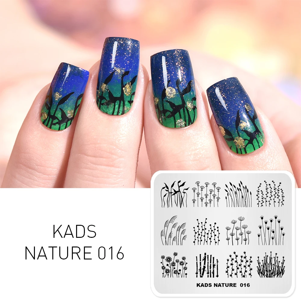 

KADS Stamping Plate Nature 016 Wild Lively Plants Design Image Template Nail Stamp Templates Nail Mold Stencils for Nails