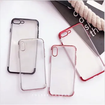 

10pcs/lot S9plus Plated Unique Clear Phone Case Transparent Soft TPU Cover For iPhoneXS MAX 6s 7P 8PLUS S8 note8 Shell Body