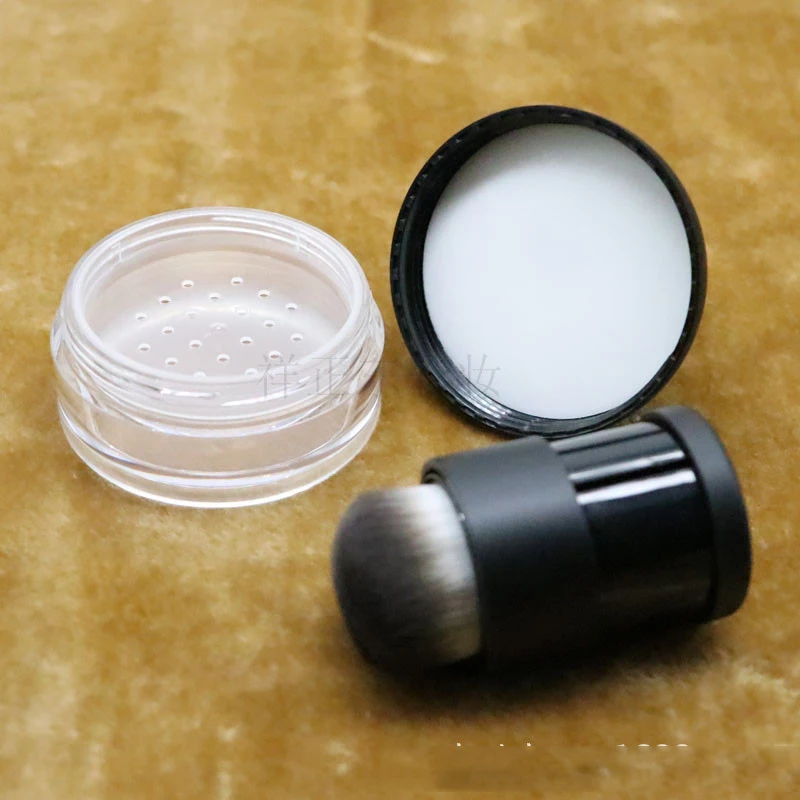 

Plastic Empty Loose Powder Pot With Sieve and brush Cosmetic Makeup Jar Container Travel Refillable Air Cushion Puff Box