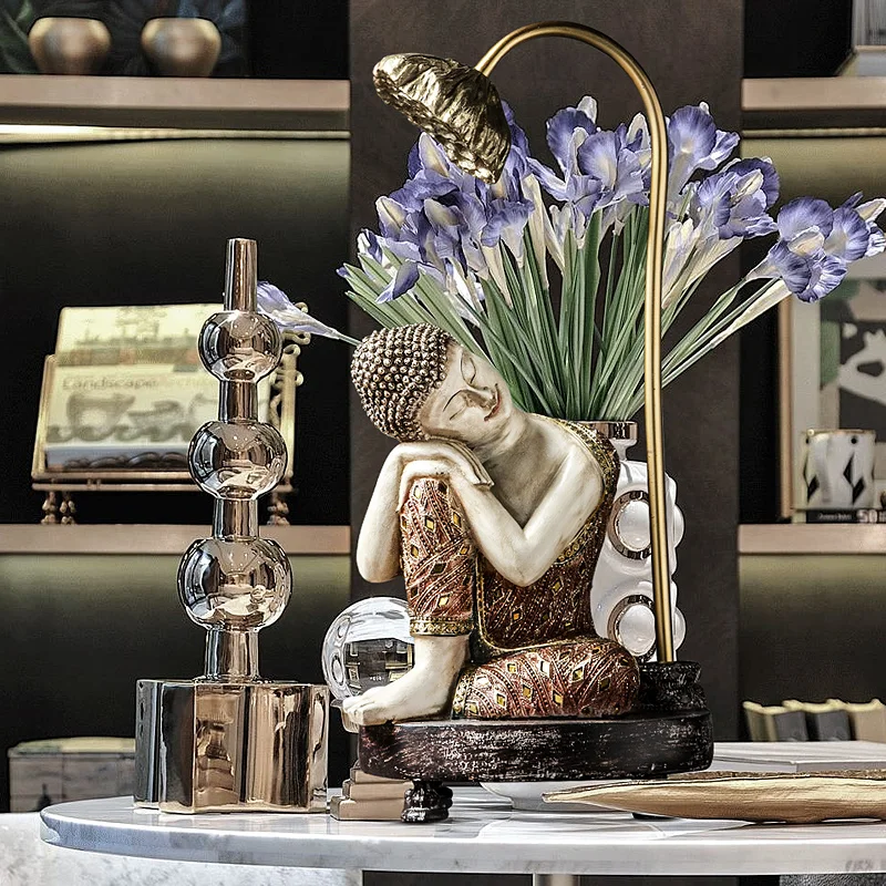  Resin Buddha Wearing Lotus Art Statue Sculpture Home Decoration Accessories Modern Living Room Bedr - 33052258453