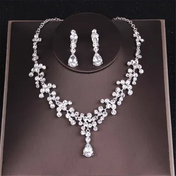 

Bridal Jewelry Sets for Women Wedding Necklace Earrings sets rhinestone crystal Necklaces Earrings Set jewelry female