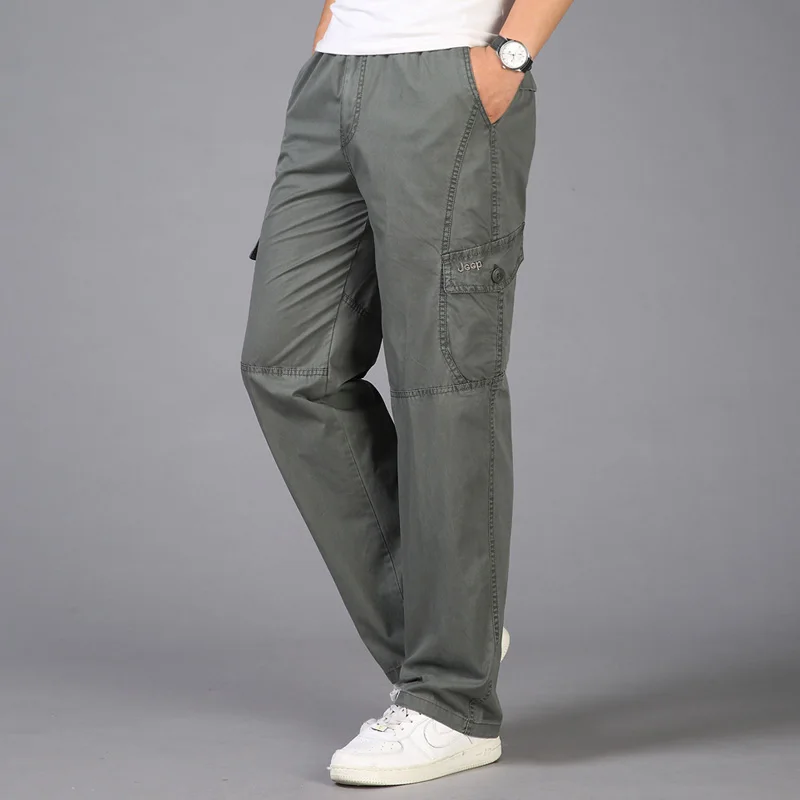 Clomplu летние брюки мужские хлопковые брюки Карго повседневные стильные свободные брюки для мужчин 6XL Черный Серый Армейский зеленый легкий - Цвет: army green