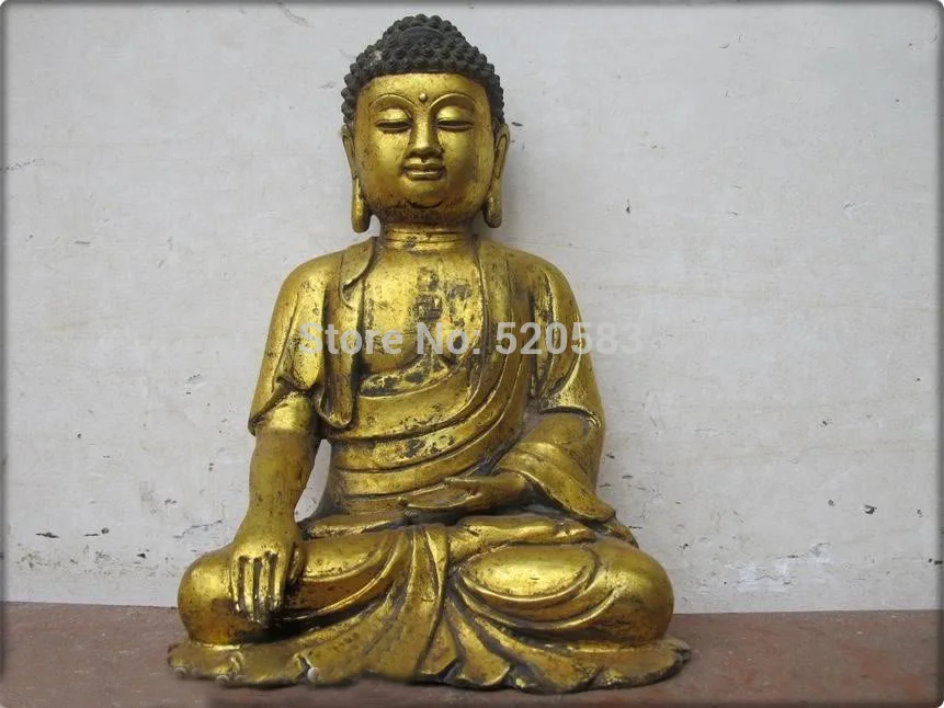 

Free Shipping Temple Bronze Gild Sakyamuni Ru Lai Buddha Statue